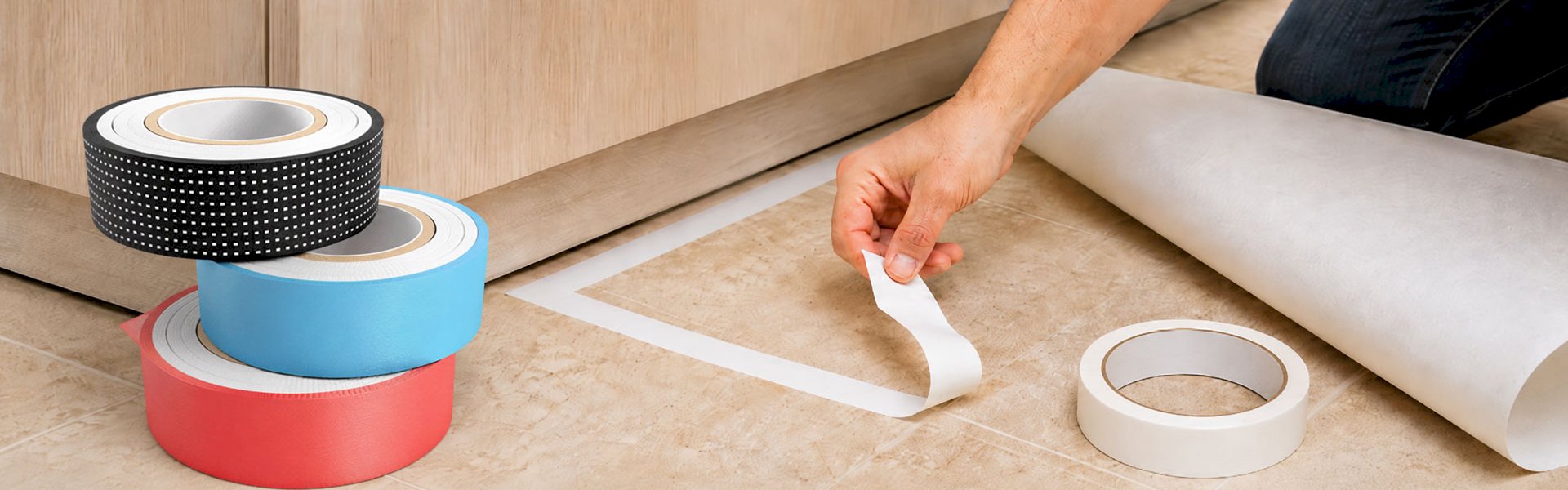 Heavy duty flooring tape for laminate, carpet tiles, and commercial floors